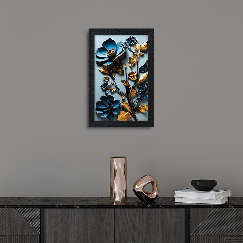 Indigo Flora Relief Wall Painting