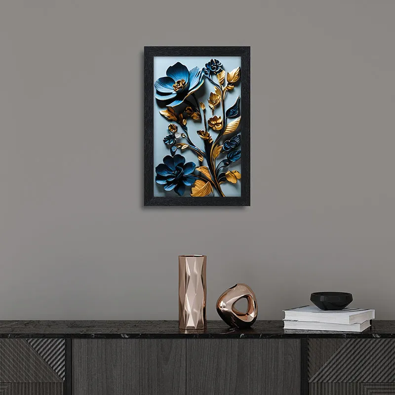 Indigo Flora Relief Wall Painting media 1
