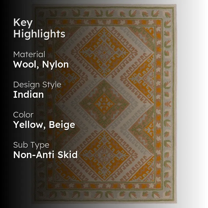 Loreth Hand Tufted Ethnic Wool & Nylon Carpet - Orange media 2