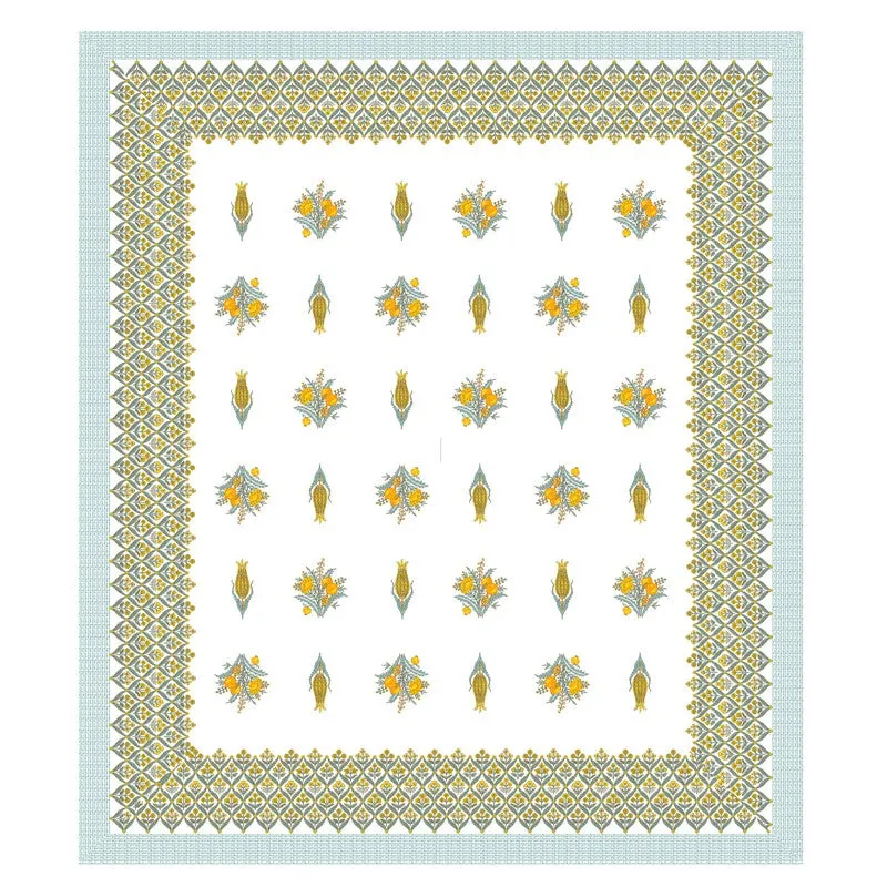 Ethnic Bloom Cotton Bedsheet (Yellow,White) - 120 TC media 4