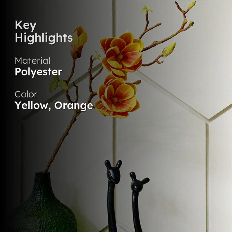 Artificial Magnolia Decorative Flower Stick - Yellow media 2