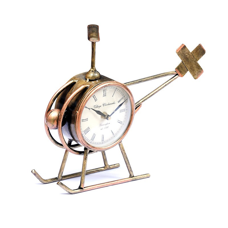 Vintage Copter  Accent Metal Table Clock media 5
