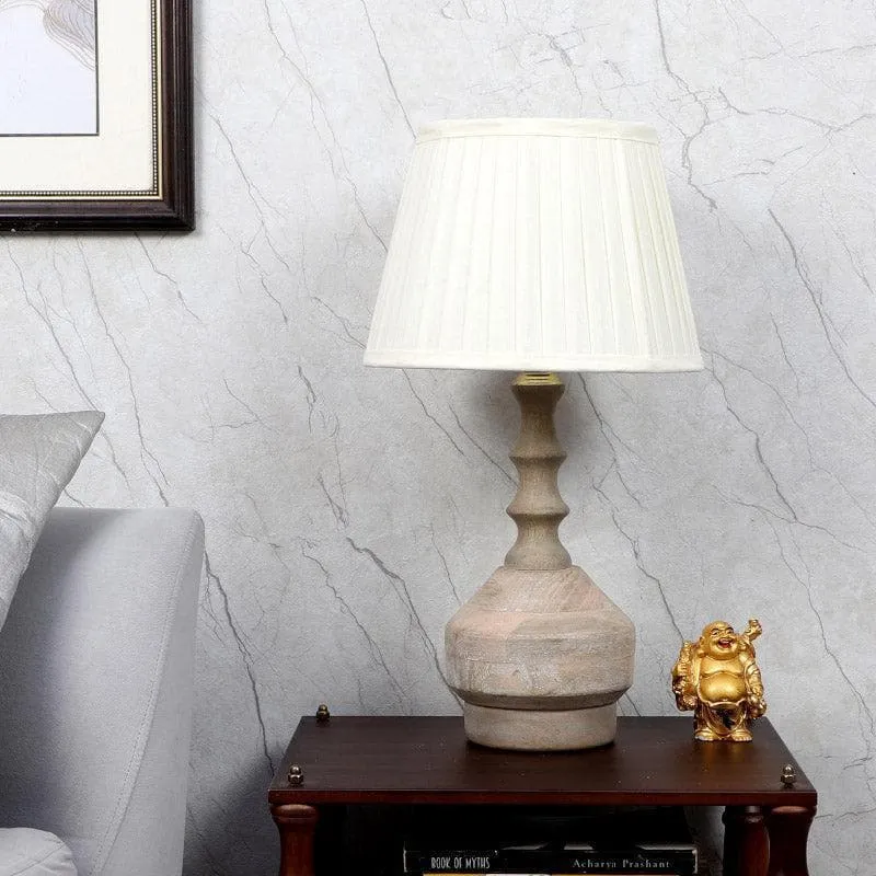 Vesara Bella Fabric Table Lamp - White,Brown media 3