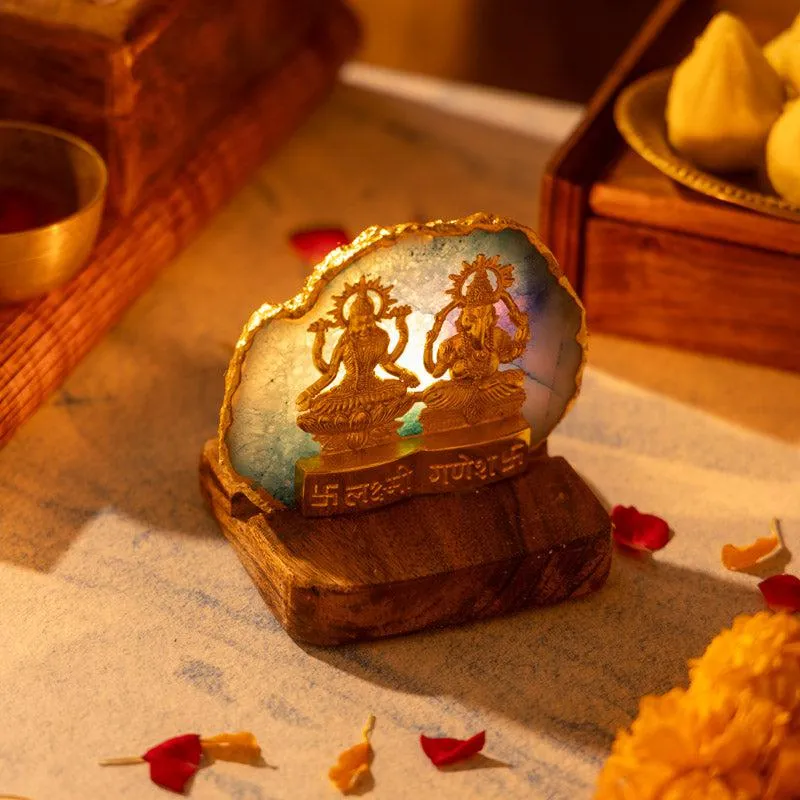 Divine Laxmi Ganesha Agate Festive Gift Box - Turquoise media 3