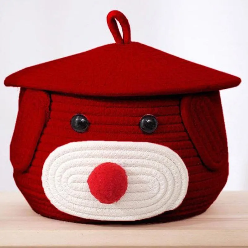 Doggo Dude Kids Cotton Rope Basket - Red & White media 1
