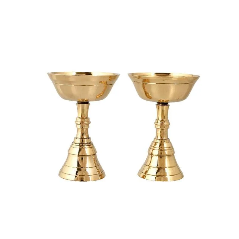 Suvarnika Gold Finish Brass Diya - Set Of Two - 3
