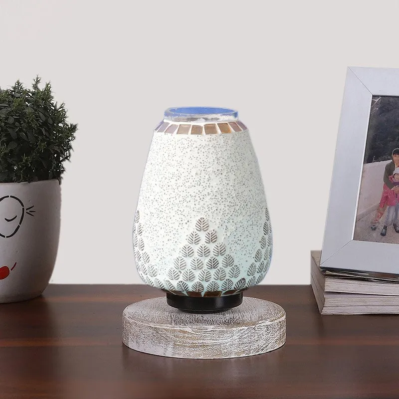 Gloricae Glass Table Lamp With Wooden Base - White media 4