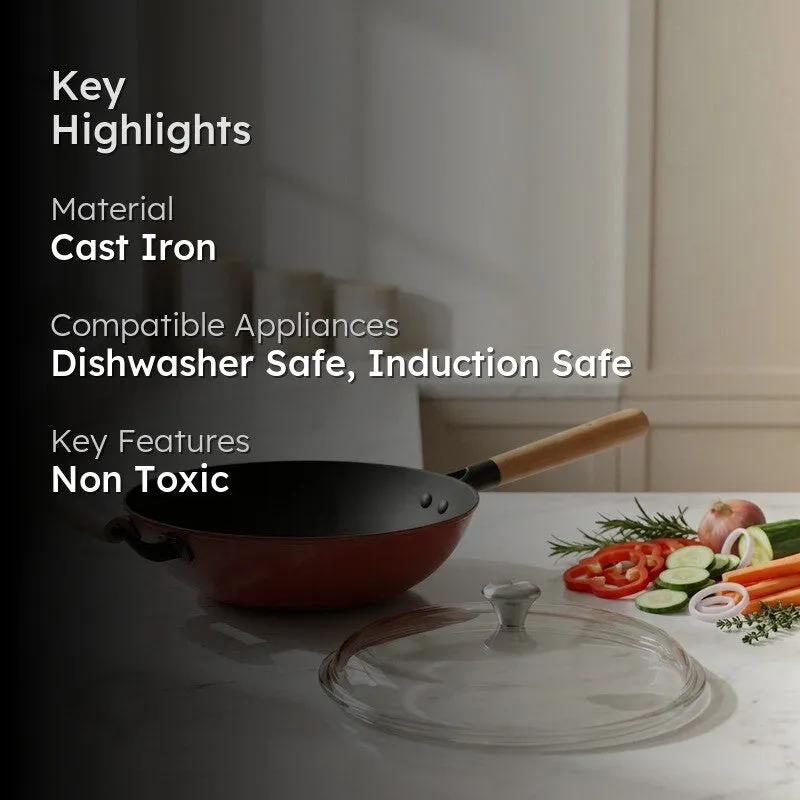 Cumin Co Enamel Cast Iron Wok (1500 mL) - Rust media 2