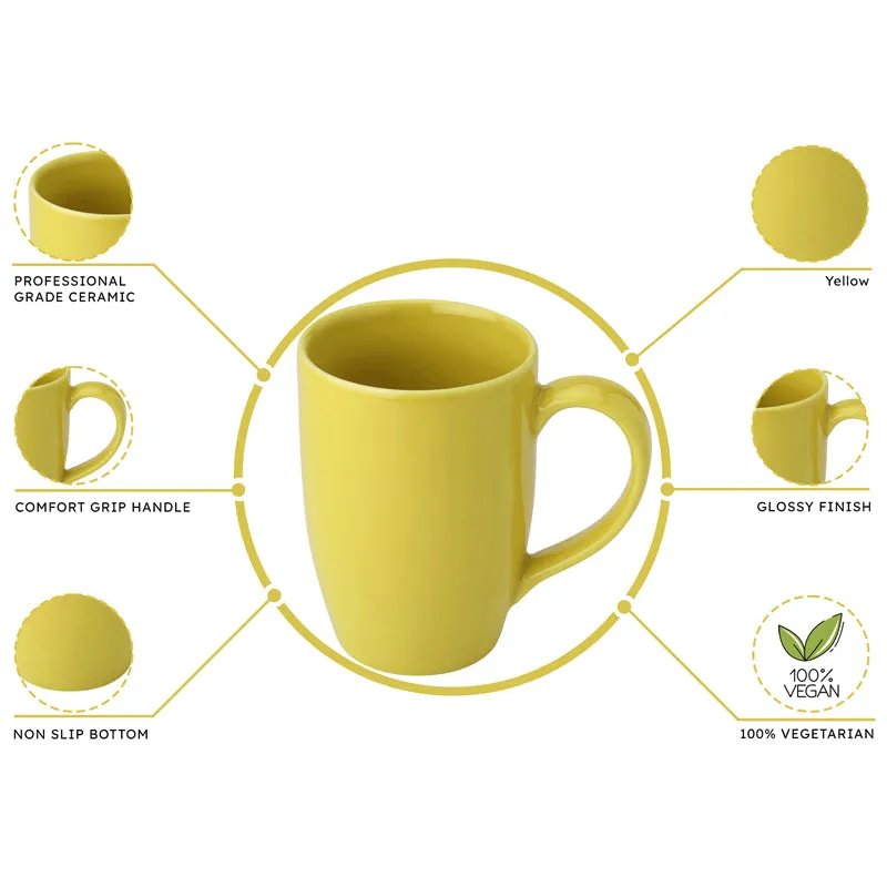 Kopi Ceramic Coffee Mug (Yellow/350 mL Each) - Set Of Two media 3