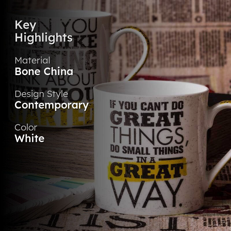 Quotes Bone China Coffee Mug (350 mL Each) - Set of Two media 2