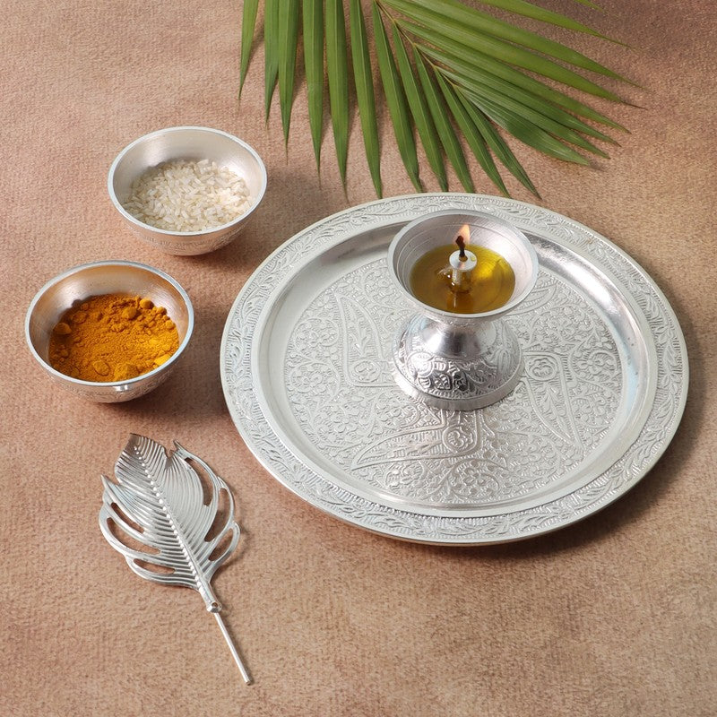 Mangala Pooja Thali Set (Silver) - Five Piece Set