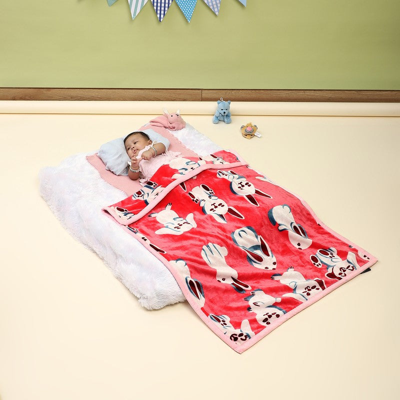 Monte Carlo Bunny Bliss Blanket (Red)- 600 GSM