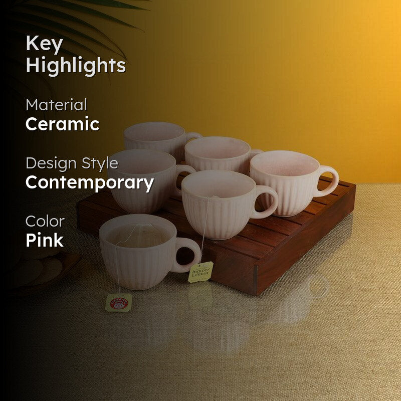 Rihaana Ceramic Tea Cup (135 mL Each) -  Set of Six media 2