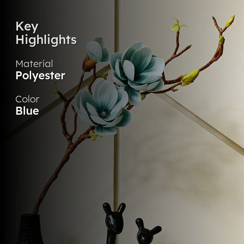 Artificial Magnolia Flower Stick - Blue media 2