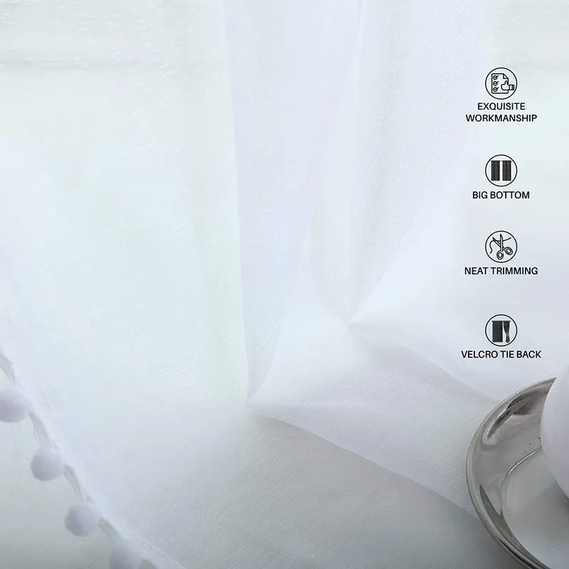 Urban Space Kanya Linen-Textured Curtain (White) - Set Of Two media 4