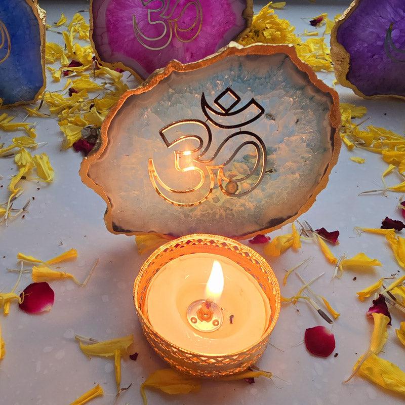 Festive Om Tealight Candle Holder - Turquoise media 4