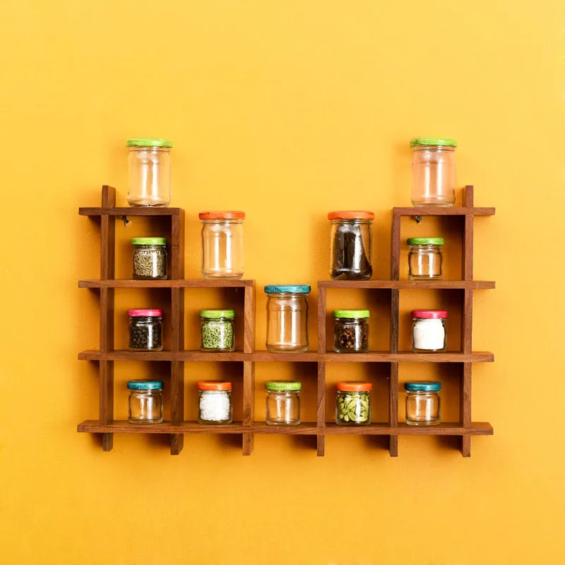 Shamamah Wall Shelf With Storage Jar - Seventeen Piece Set media 1
