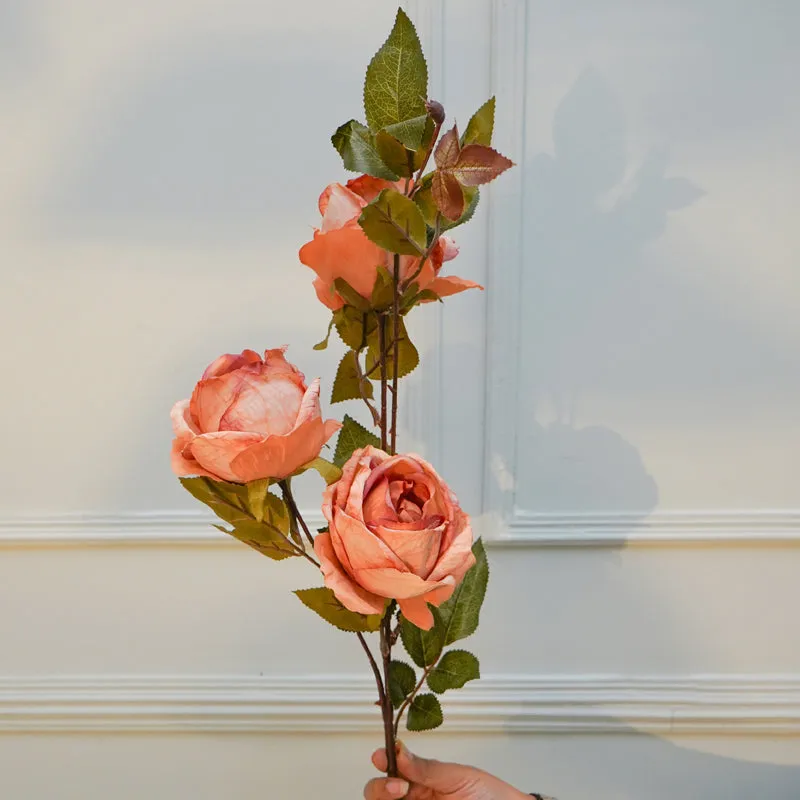 Faux Autumn Peony Flower Stick (Peach) - 36 CM media 3