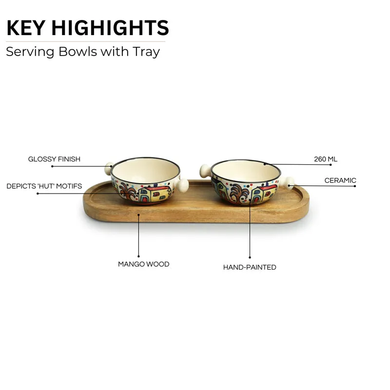 Coastal Cottage Handpainted Ceramic Bowl With Tray (260 ML) - Three Piece Set media 5