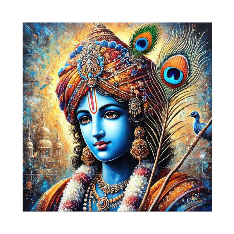 Giridhari Krishna Poly Canvas Wall Painting media 4