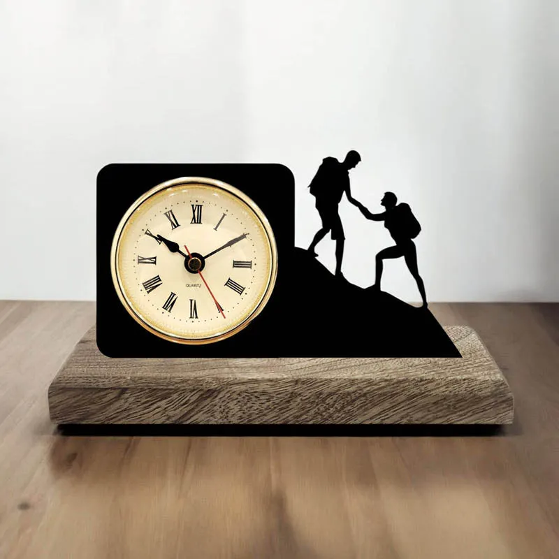 Tenacity Iron & Mango Wood Table Clock media 1