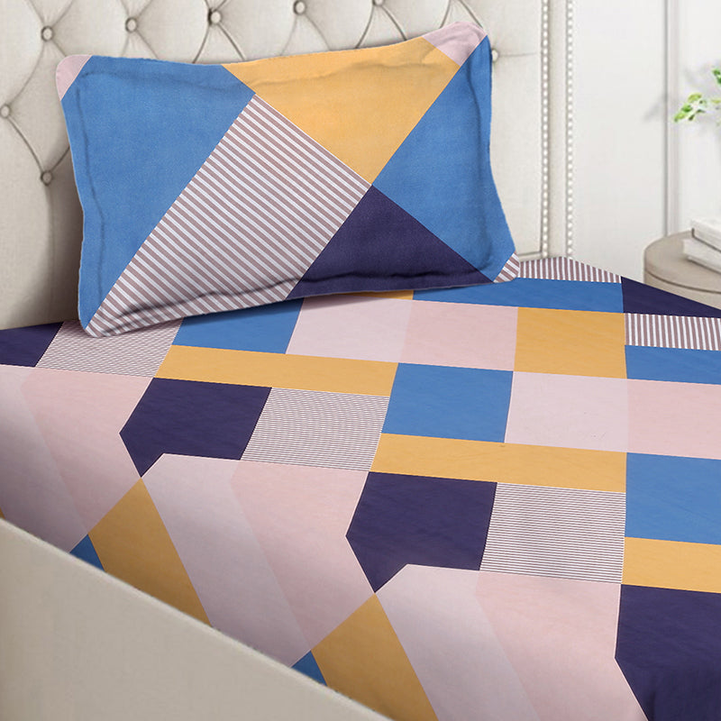 Tile Trace Geometric Bedsheet - 130 GSM media 4