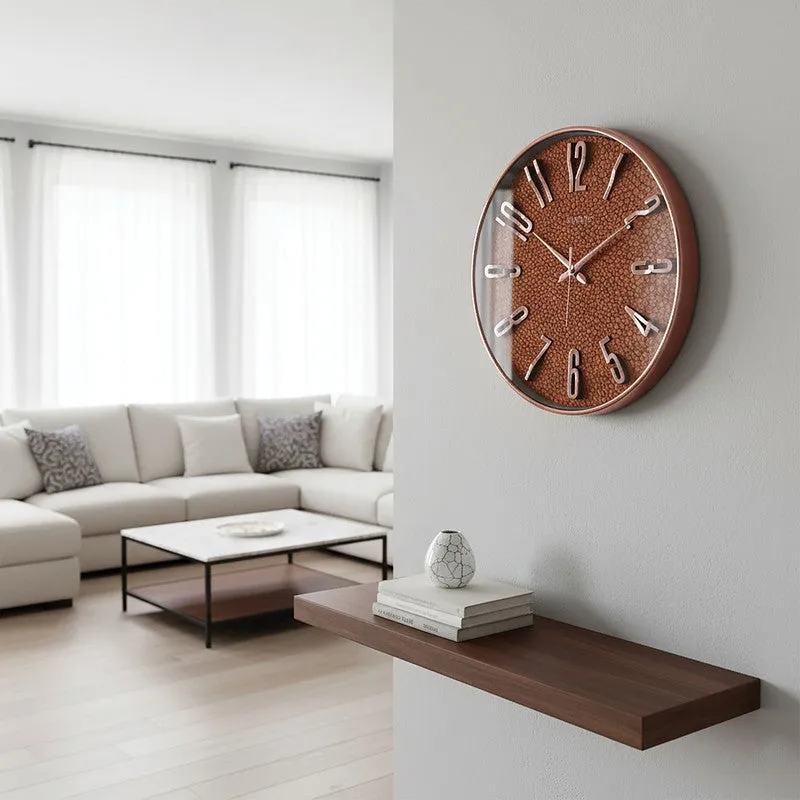 Elite Numeric Plastic Wall Clock - Orange & Rose Gold media 5
