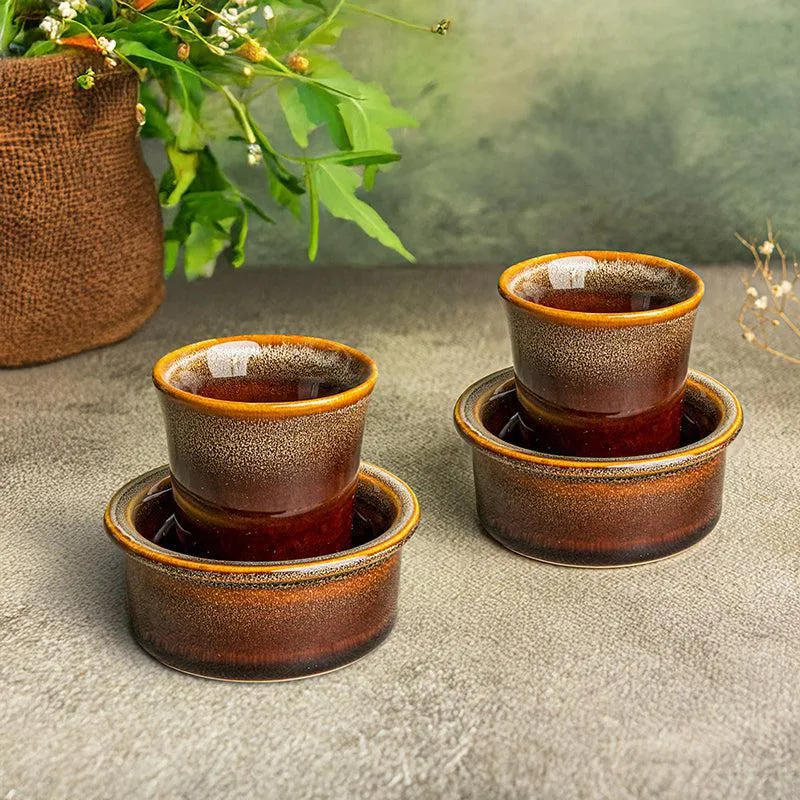 Vriksha Coffee Ceramic Dabara Set (120 ML) - Four Piece Set media 1