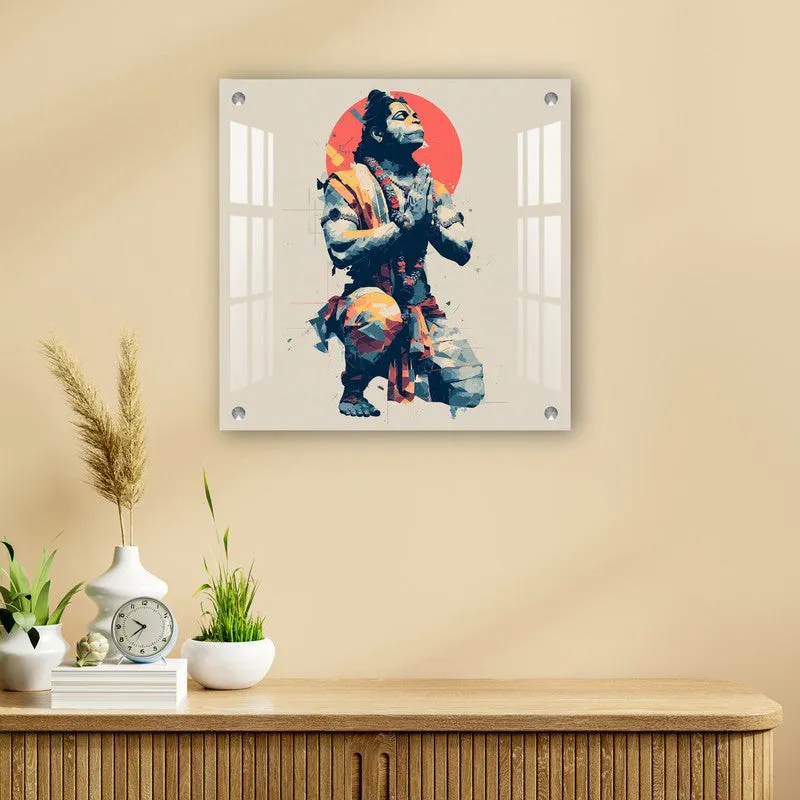 Abstract Hanuman Prayer Acrylic Wall Art media 4
