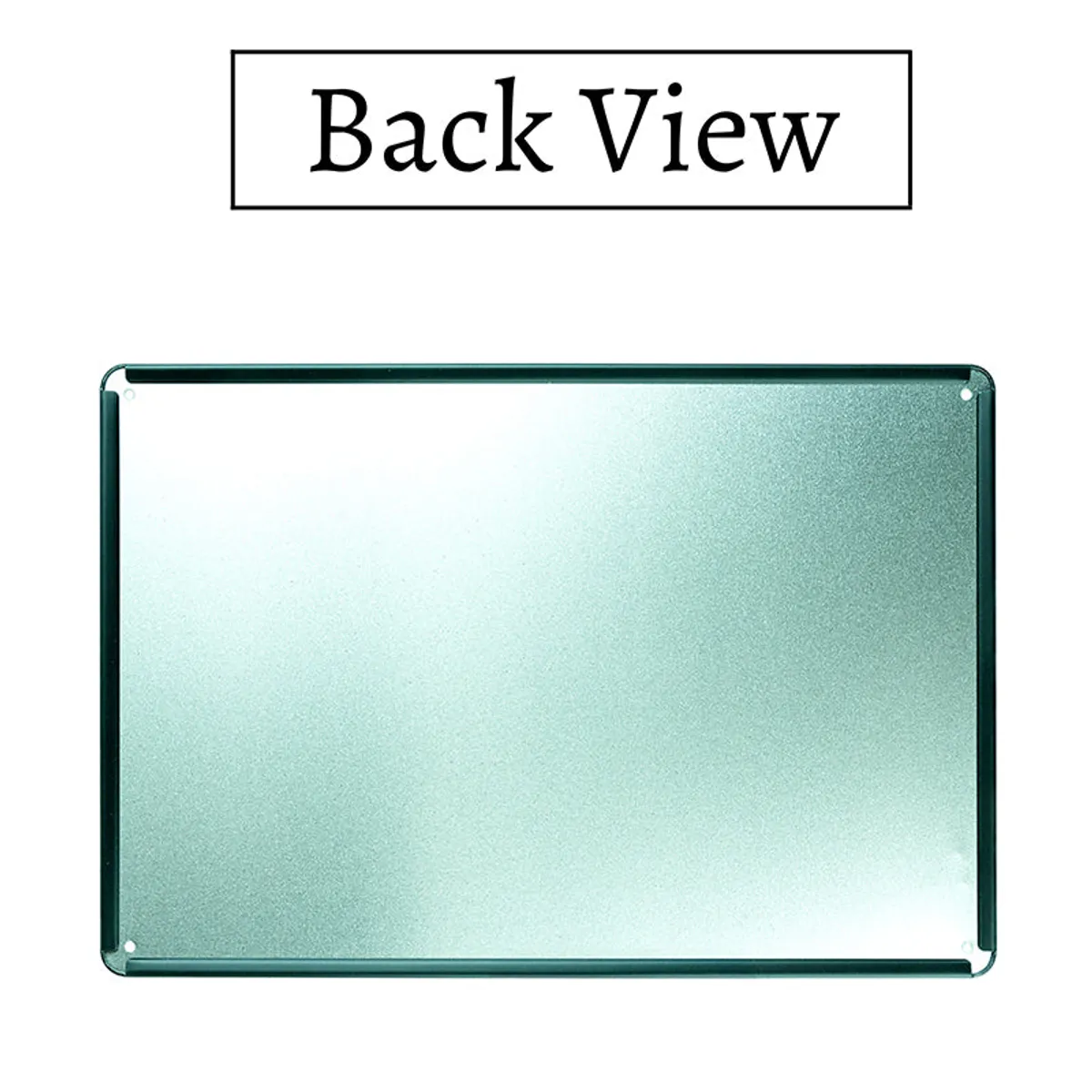Back view of the rectangular metal wall accent showing its plain reverse side.
