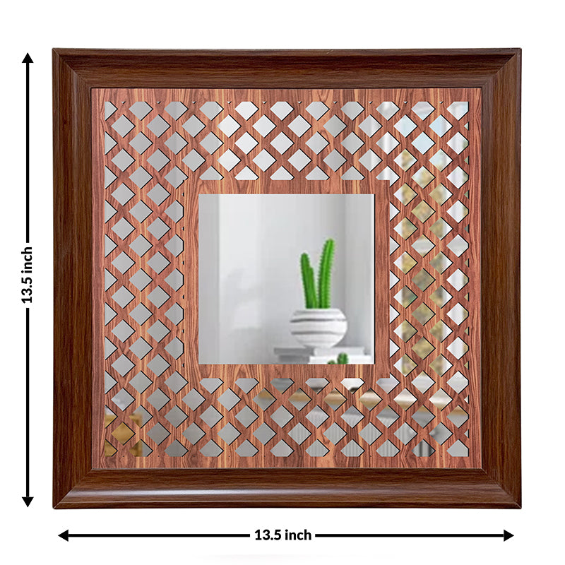 Jharokha View Decorative Wall Mirror (Brown) - Set Of Two media 8
