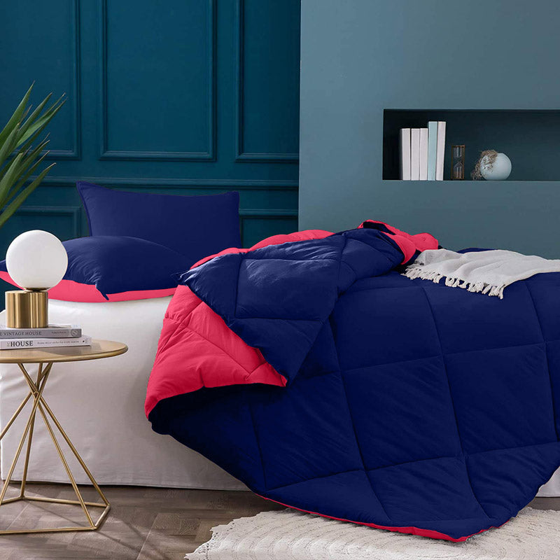 Wide Checkered Dual Color Cotton Comforter (Blue, Pink)  - 400 GSM media 7