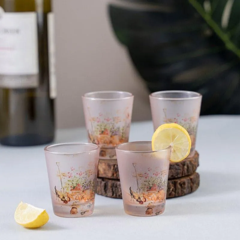 Floral Field Frosted Shot Glass (30 ml) - Set Of Four media 1