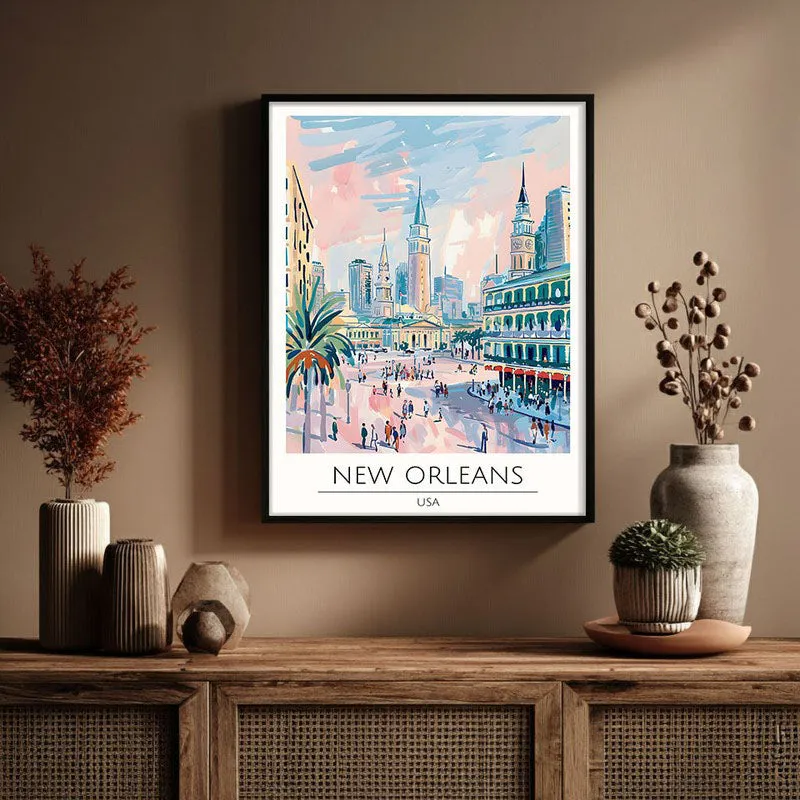 Vintage New Orleans Framed Canvas Wall Painting media 3