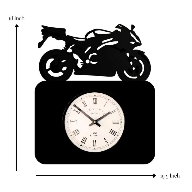 Motorbike Steel Analog Wall Clock - Black media 7