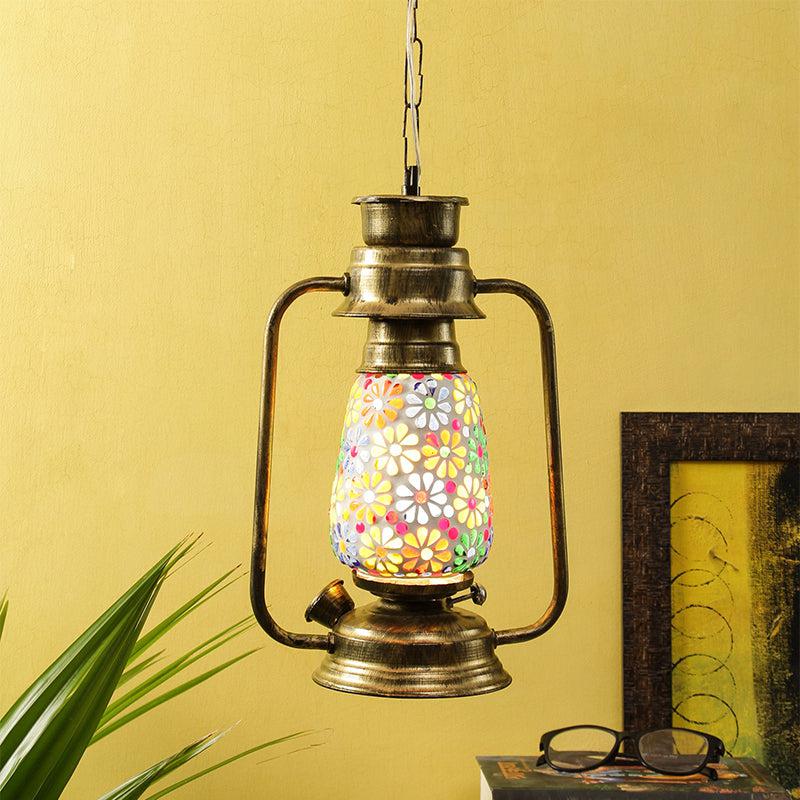 Madhura Mosaic Lantern Glass Ceiling Lamp - Gold media 2