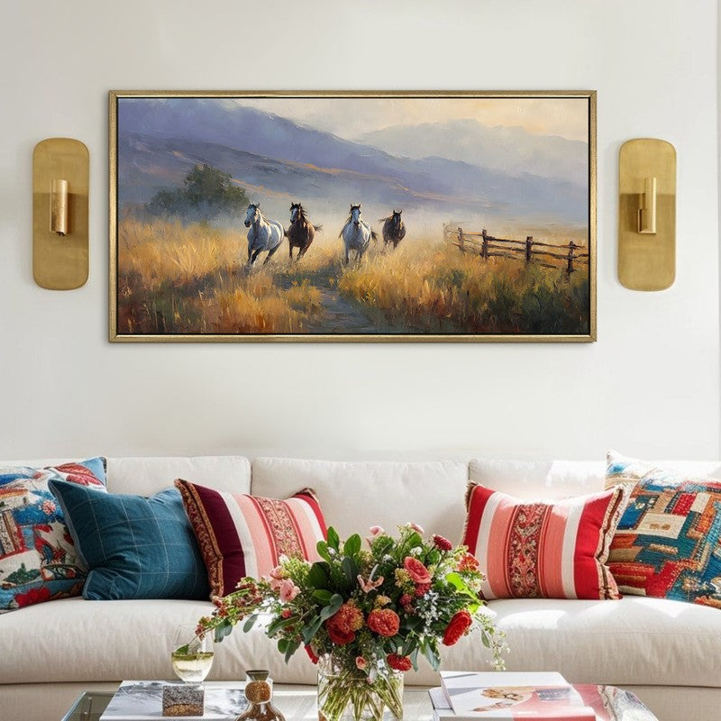 Stampede Canvas Wall Painting With Frame