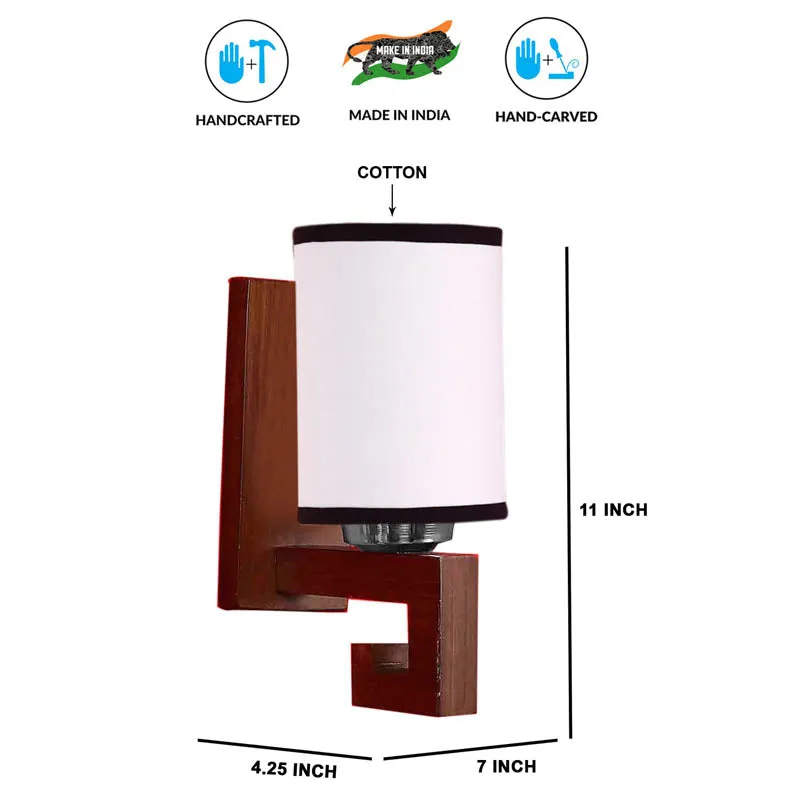 Vouguish Cylindrical Wooden Wall Lamp media 5