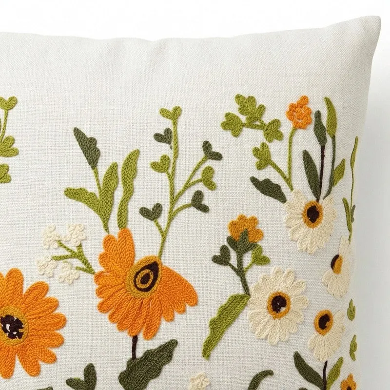 Thread Bloom Embroidered Cotton Cushion Cover media 6