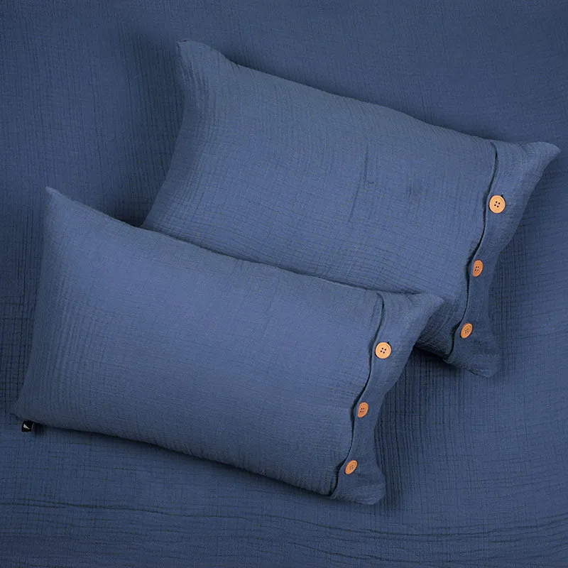 Nautica Champagne Whisper Solid Cotton Bedsheet (Blue) - 350 TC media 5