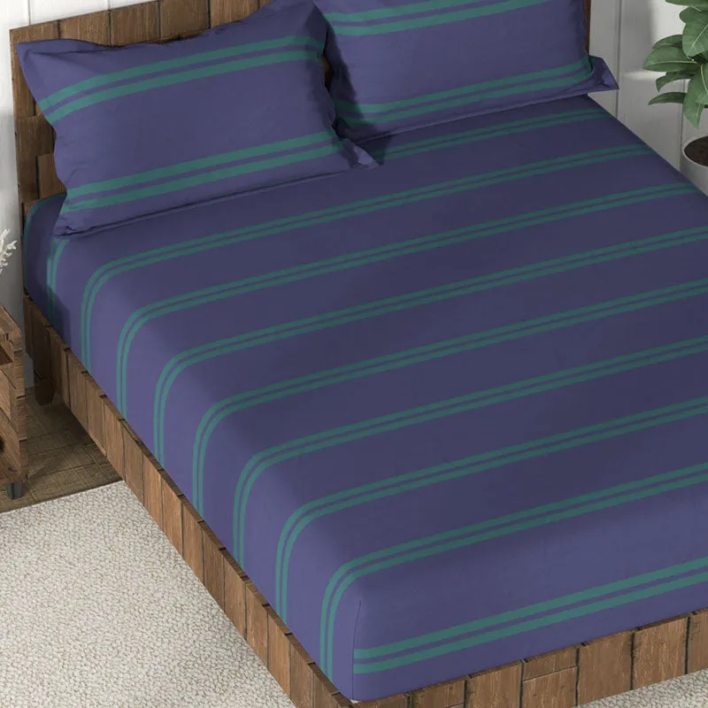 Nautica Mosaic Luxe Geometric Cotton Bedsheet (Navy Blue) - 160 TC media 4