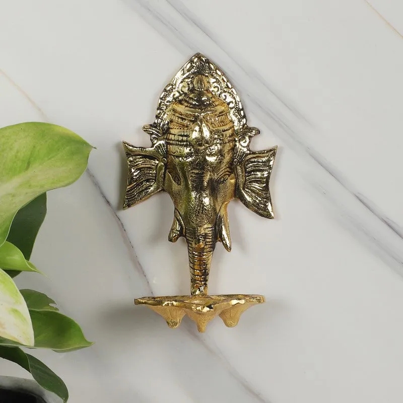 Ganesh Wall Hanging Diya - Gold media 3