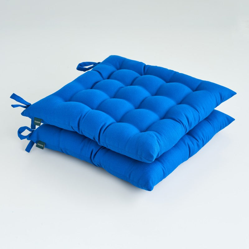 Savra Cotton Chair Pad (Blue) - Set Of Two media 3