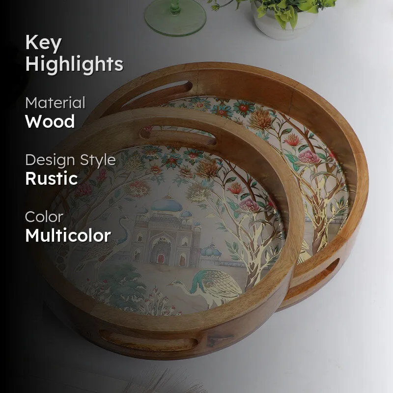 Royal Eden Round Wooden Serving Tray - Set of Two media 2