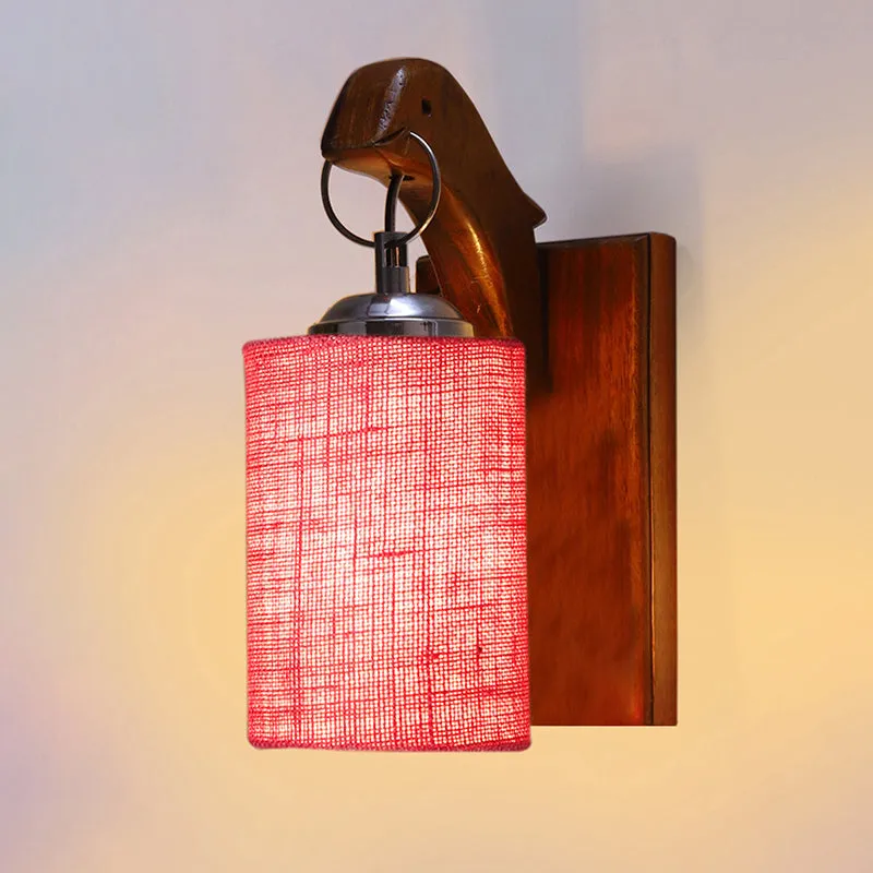 Estrella Jute & Wooden Wall Lamp - Pink media 4