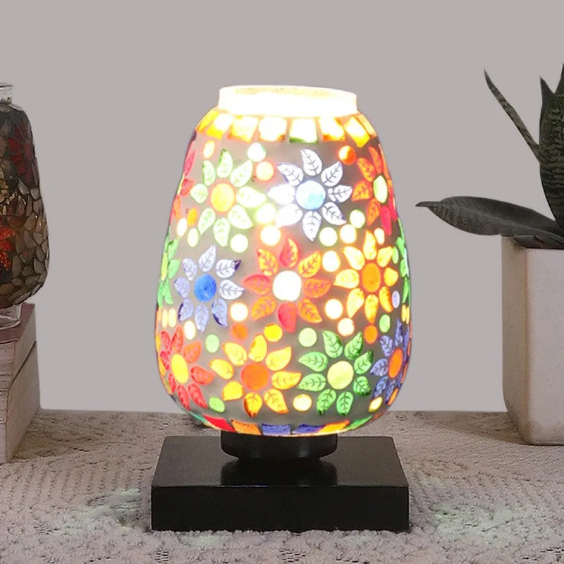 Stelloria Glass Table Lamp With Wooden Base - Multicolor media 3
