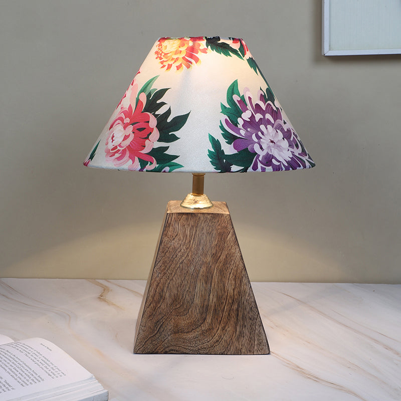 Miyabi Obelisk Printed Mango Wood Table Lamp - Multicolor
