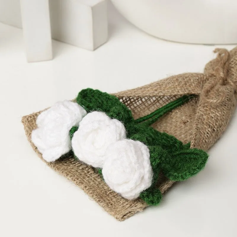 Crochet Handmade Tulip Bouquet (White) - Set Of Three media 6