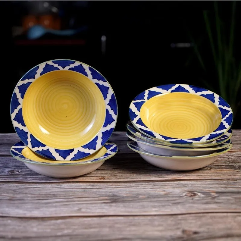 Radiant Handcrafted Ceramic Pasta Plate (Yellow) - Set Of Six media 3