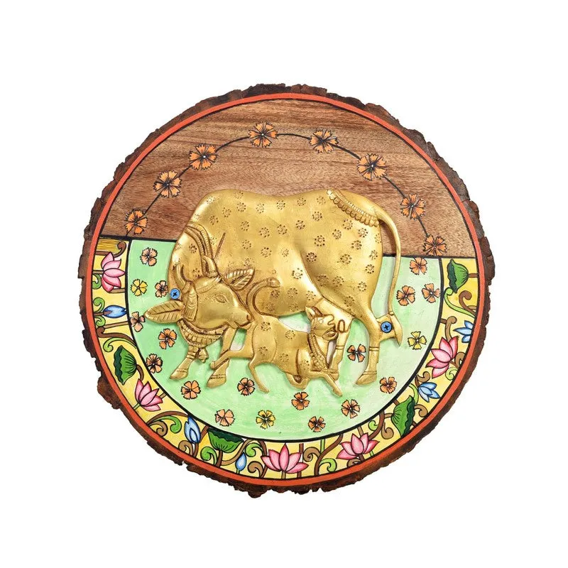 Varlin Golden Cow & Calf Mango Wood Wall Accent media 3